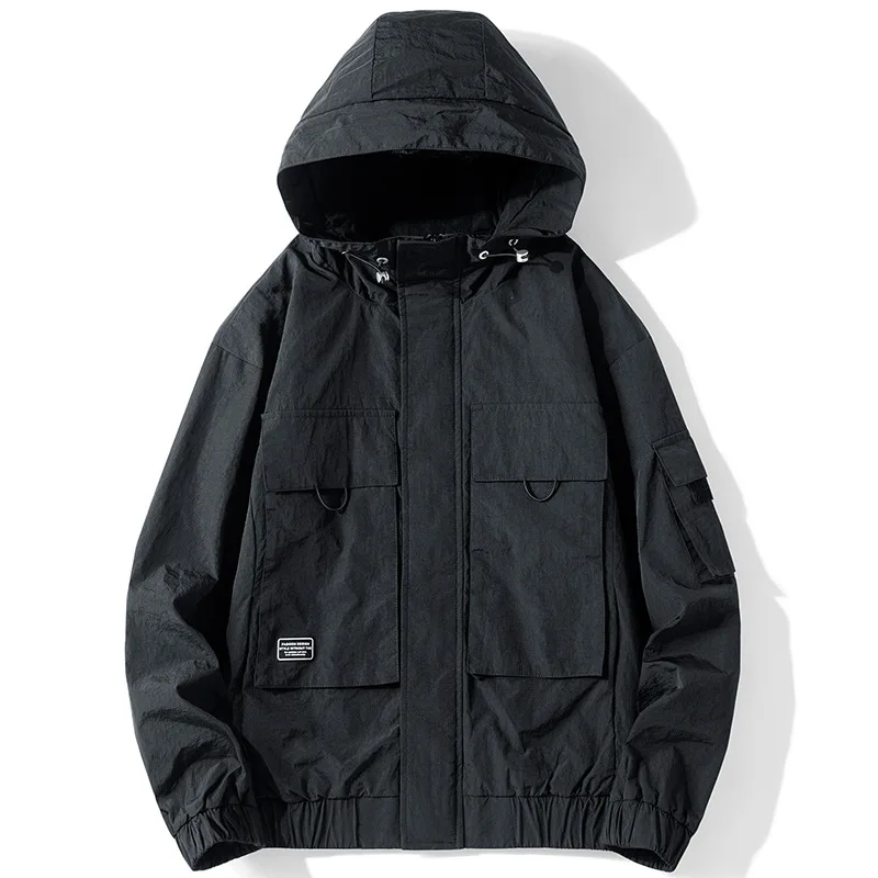 

Spring and Autumn New Men's Jackets Loose Hooded Work Clothes Men's Korean Style Trendy Men's Jackets Korean Style Men Clothes