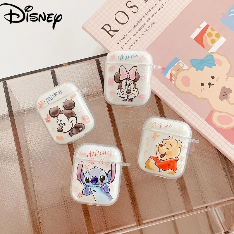 

Disney Mickey Mouse Apple Bluetooth Compatible Headset for AirPods1/2 Generation Protective Cover Pro3 Transparent Soft Shell