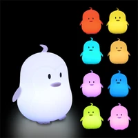 penguin led night light touch sensor bedroom decor lamp 9 colors dimming timer usb rechargeable silicone lamp for kids baby gift