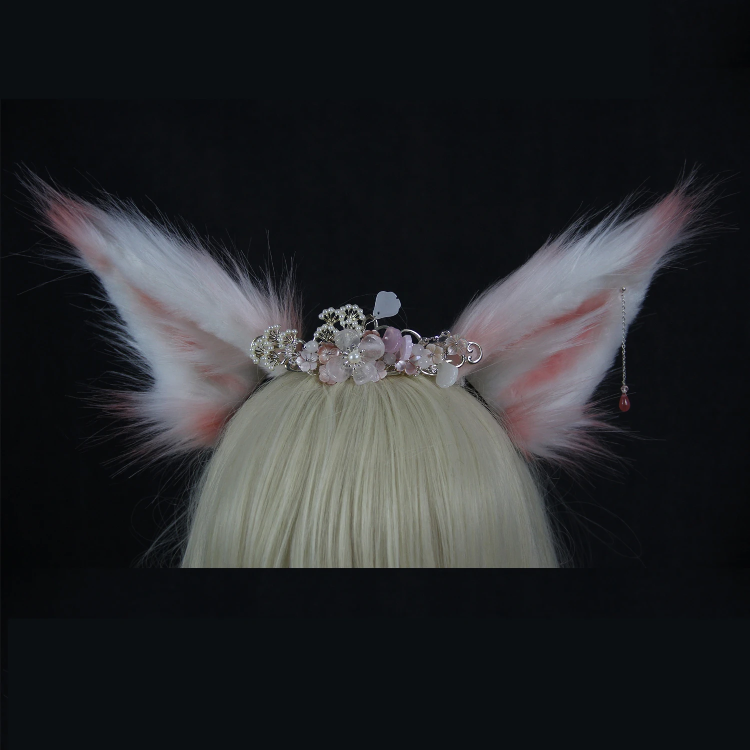 Новый рождественский Обруч Ручной работы с белыми розовыми ушками лисы волка