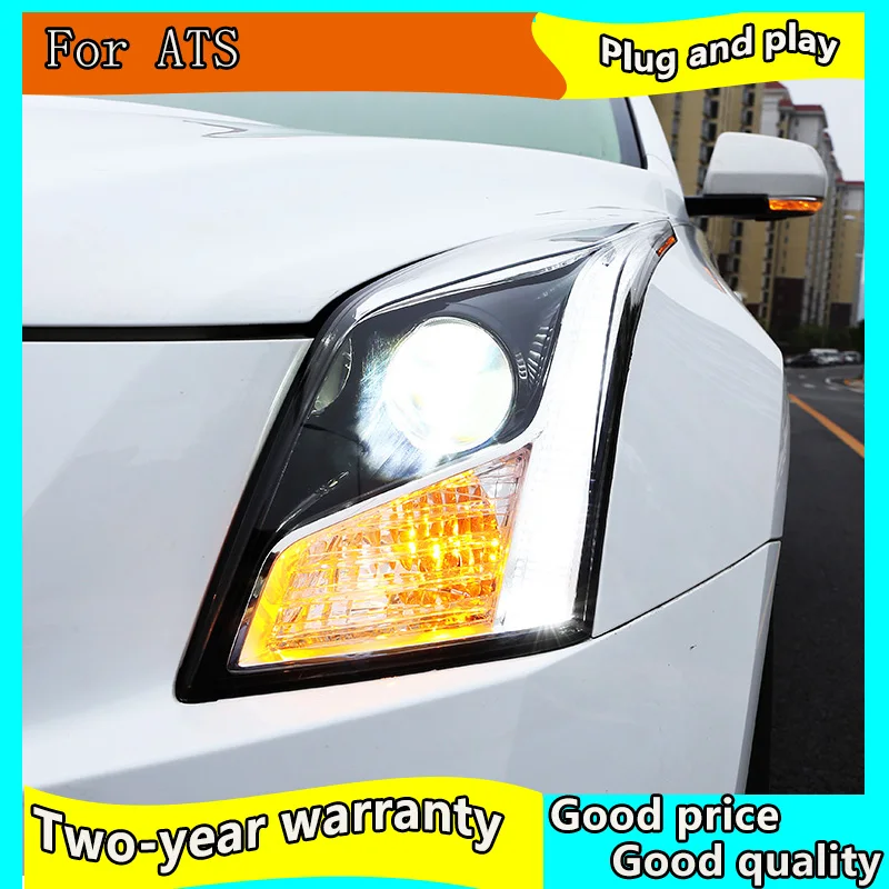 Faros delanteros LED para coche Cadillac ATS, Luz antiniebla de estacionamiento, DRL, Bi xenón, lente de haz Alto y Bajo, 2014-2015 ATS-L