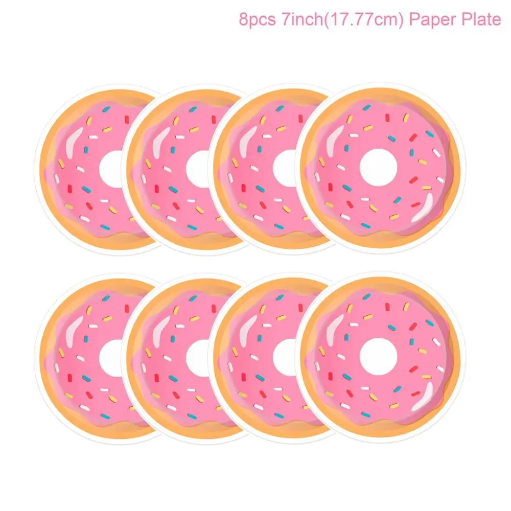 Plate 7inch 8pcs Пончик, настенная подставка, Пончик, украшение на день рождения, вечерние пончики, вечерние принадлежности, декор на день рождения, стол для детского душа, свадебное событие - Цвет: Plate 7inch 8pcs