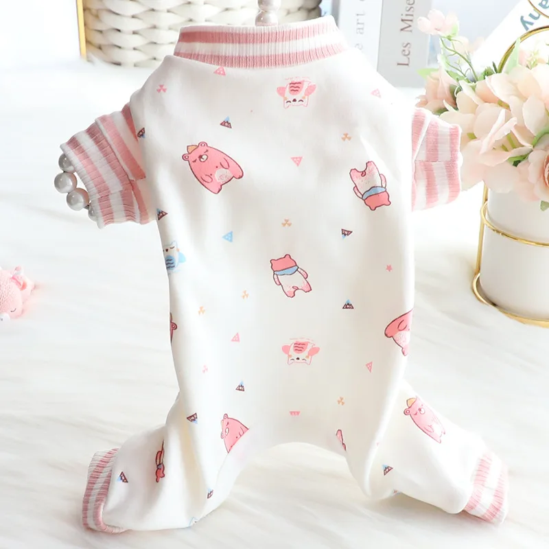 

Cartoon Pet Dog Clothes Cotton Summer Cute Jumpsuits Soft Pajamas for Dogs Four-legged Small Chihuahua Pink Boy Girl Ropa Para