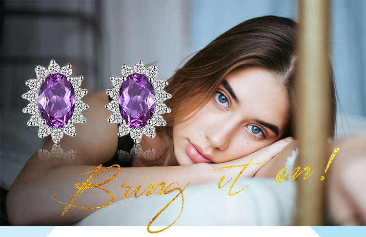 Jewelrypalace Овальный 1.5ct Принцесса Диана Уильям Кейт Миддлтон создан Александрит сапфир Серьги-гвоздики 925 серебро