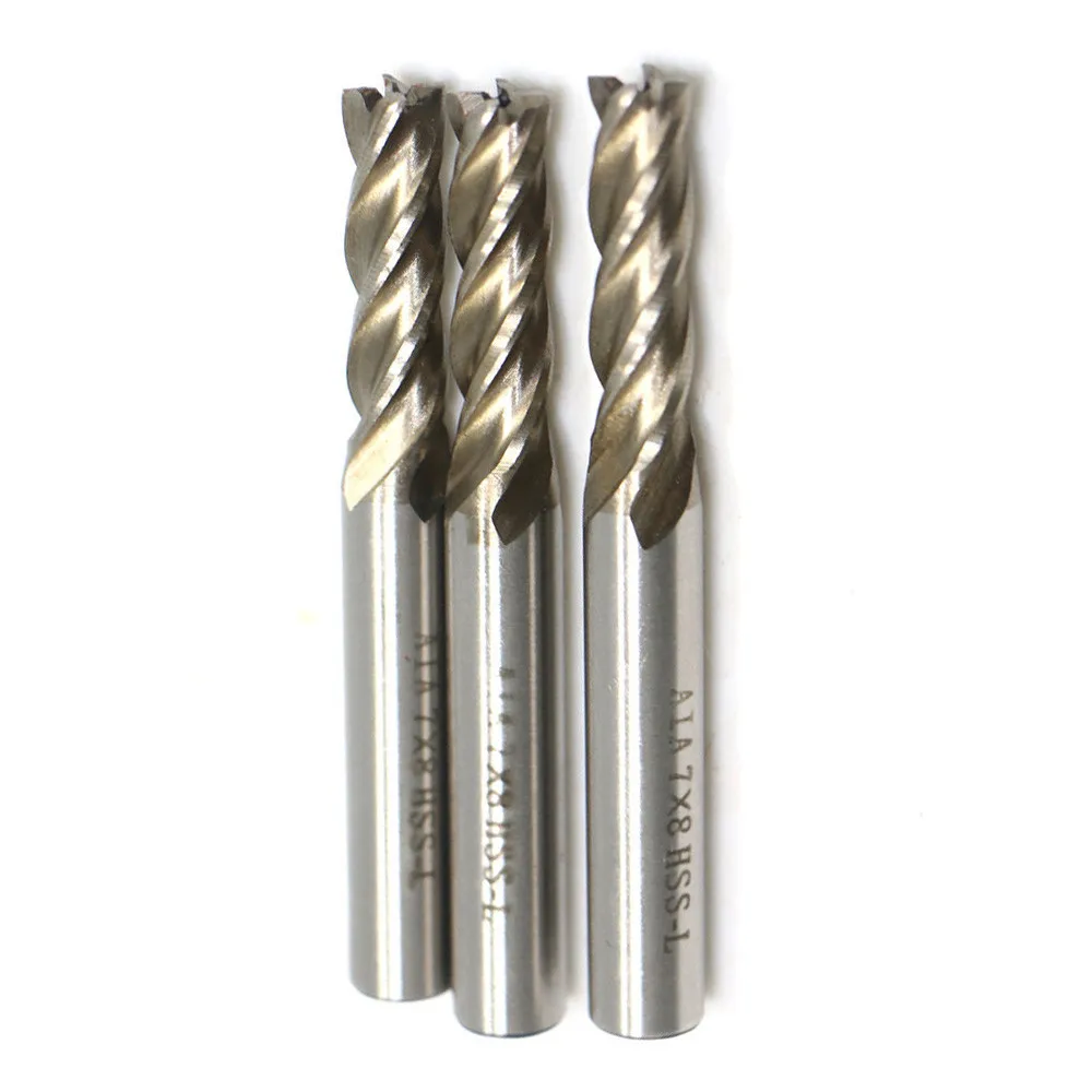 

3Pcs Milling Cutter 7MM 8MM Shank CNC Drill Bit End Mill Straight Shank