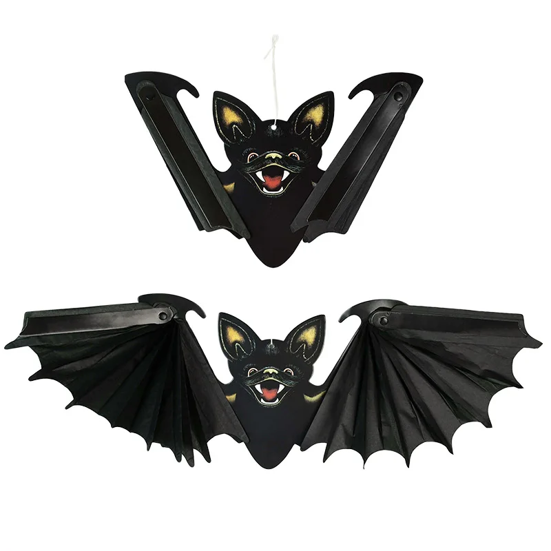 

1/2pcs Halloween Paper Bat Hanging Ornament Scene Props for Halloween Decoration Festival Party Bar Haunted House Decor