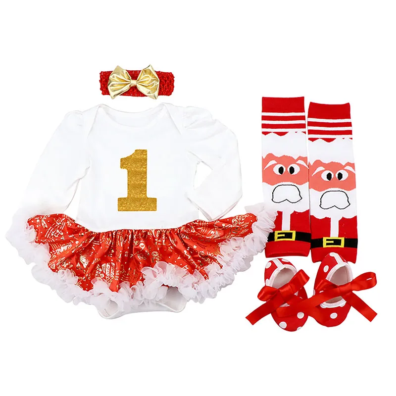 Наряды на Рождество для маленьких девочек платье с красным оленем и