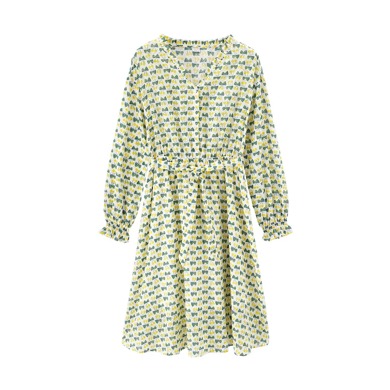 Женское платье с длинным рукавом и бантом INMAN Новое поступление осени 2020|Женские