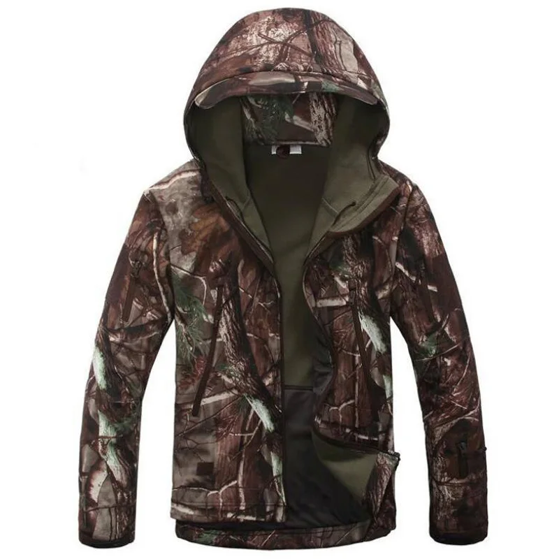 Tree camo Тактическая куртка мужская военный камуфляж для вылазок Водонепроницаемая ветровка из мягкой ткани мужская зимняя теплая флисовая куртки летчиков охотничья одежда - Color: Tree camo