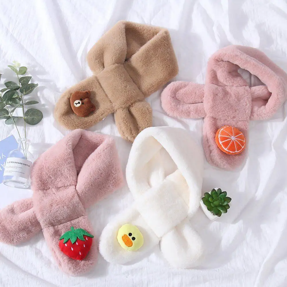VFOCHI 2021 Boy Girl Scarf Winter Plush Parent-child Thick Children Warm 80*10CM Solid Unisex Baby Scarves | Детская одежда и