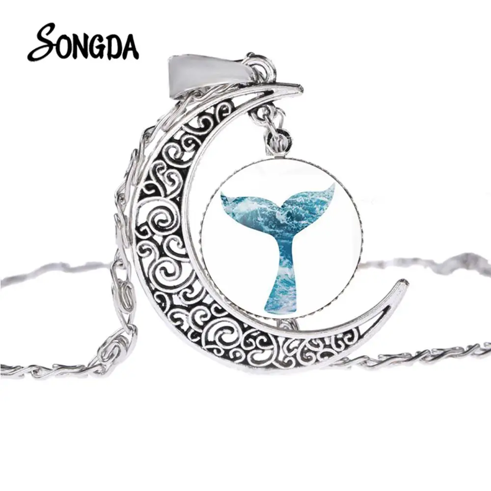 Модное ожерелье с принтом русалки рыбьего хвоста песочные часы большой волны