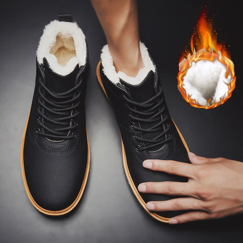 Black 39-44 мужские ботинки г. Брендовые удобные кожаные модные повседневные зимние ботинки# XMA001 - Цвет: Black