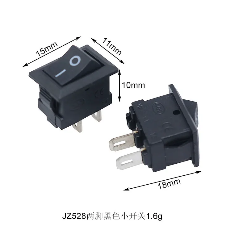100 шт/300 шт/500 шт кнопочный переключатель 10x15 мм SPST 2Pin 3A 250V KCD1 оснастка вкл/Выкл Лодка кулисный переключатель 10 мм* 15 мм Мини Черный