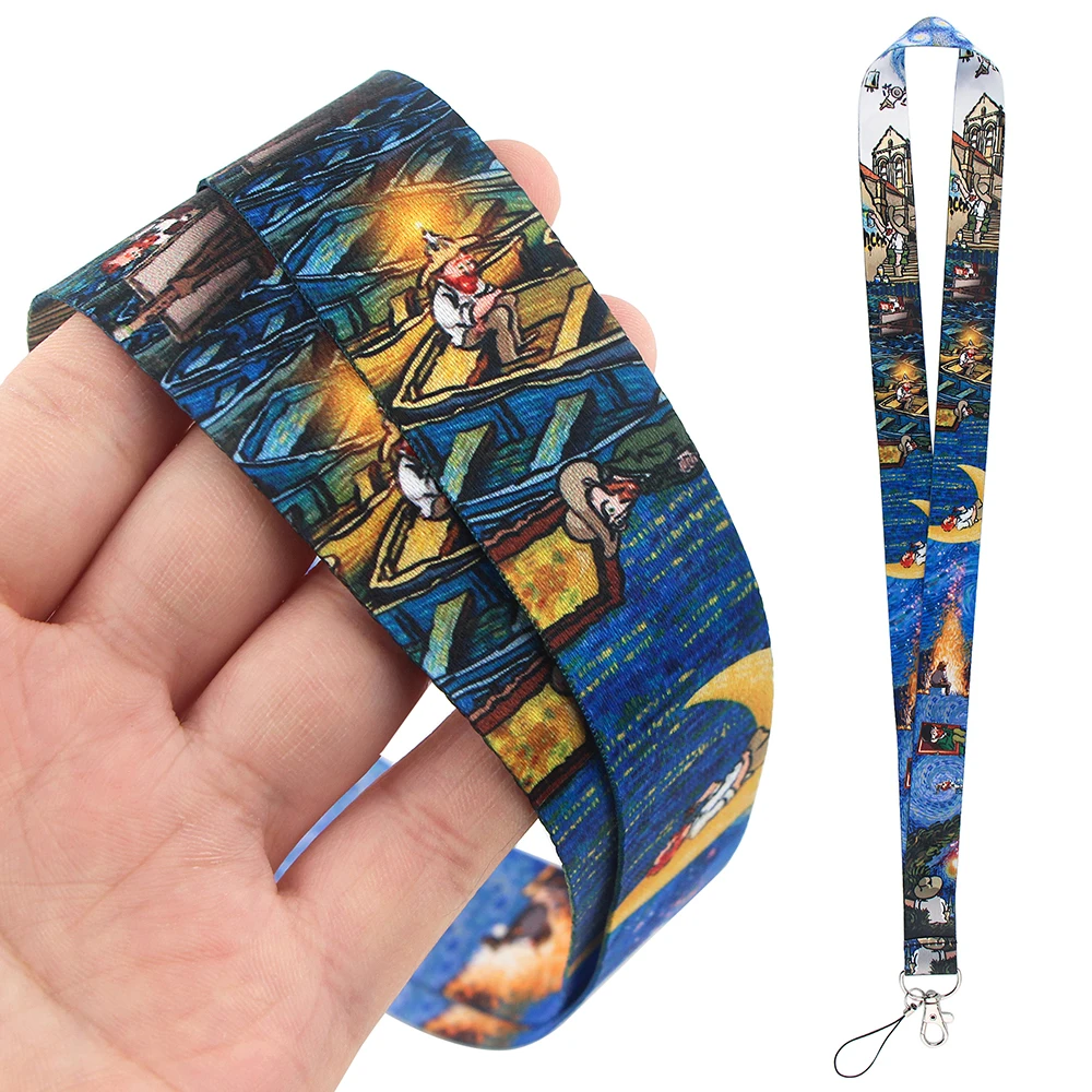 

DZ1613 Art Van Gogh Lanyard For Keychain ID Card Pass Gym Mobile Phone USB Badge Holder Key Ring Neck Straps Accessories