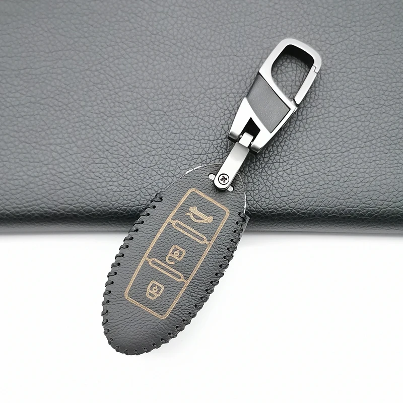 

New Styles 3 Buttons Leather Car Key Case For Nissan Teana Qashqai Juke Key Bag Protector Car Cover Fob Auto Accessories