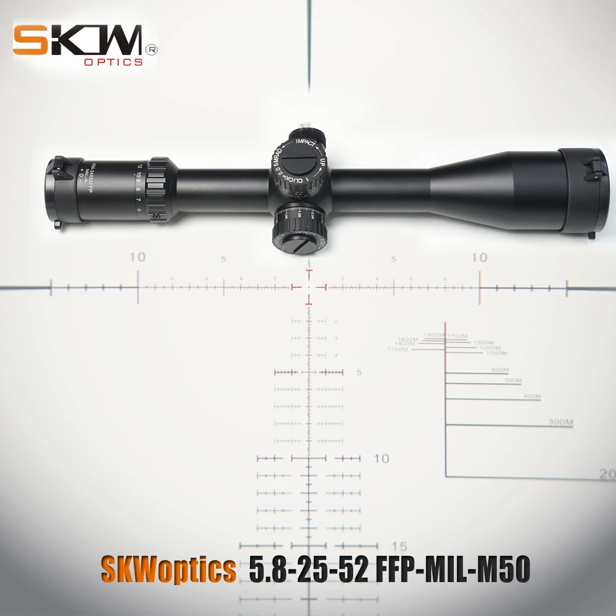 

SKWoptics 5.8-25x52FFP-MIL-M50 First Focal Plane ffp rifle scope rings Hunting reticle Heavy duty riflescope long-range scope