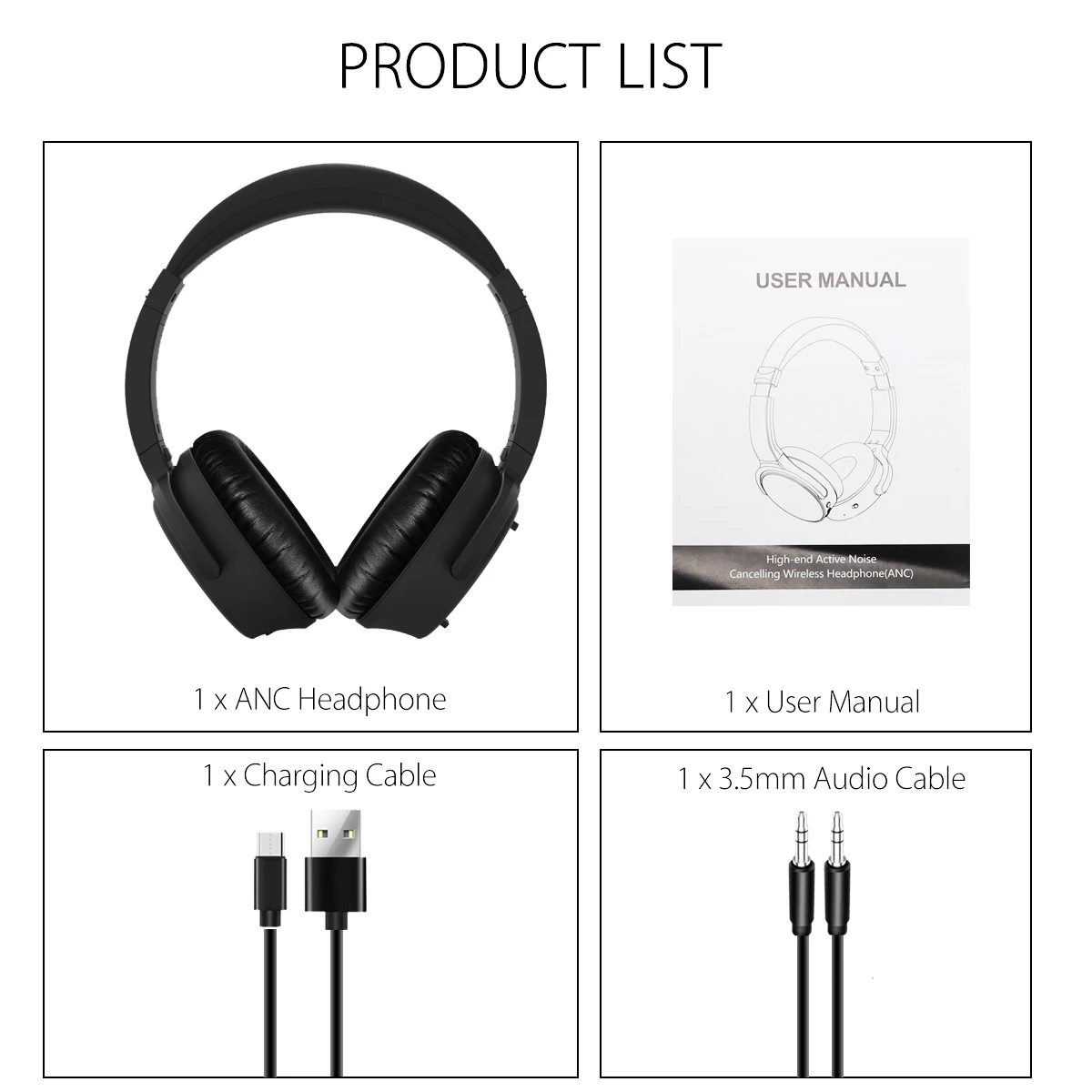 

INSMA ANC bluetooth Headset Active Noise Cancelling Wireless Headphone with Microphone Earphone Deep Bass Music 20H Playing time