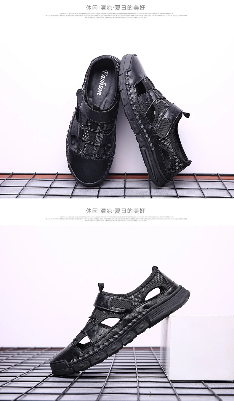 Brand New Fashion Summer Beach Breathable Men Sandals Genuine Leather Men's Sandal Man Causal Shoes Plus Size 38-46