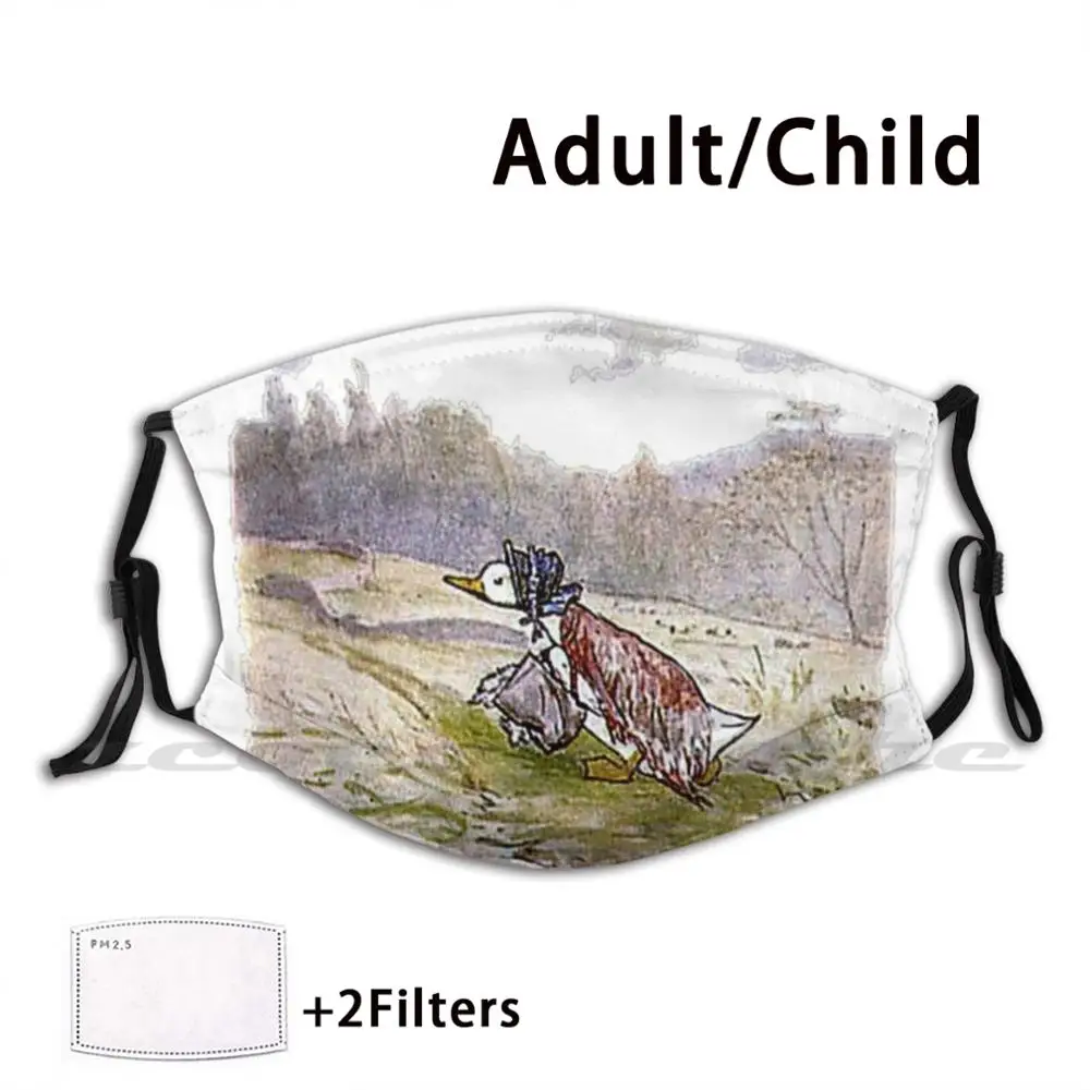 

Jemima Waddled Up The Old Cart дорожная моющаяся трендовая индивидуальная фильтровальная маска Pm2.5 Jemima лужа утка колли лиса Hounds Чейз