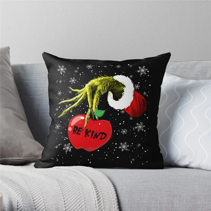 

Merry christmas cushion Cover Holding apple in hand Printed 45*45cm Christmas Pillowcase Gifts Xmas Cushion Decorative for home