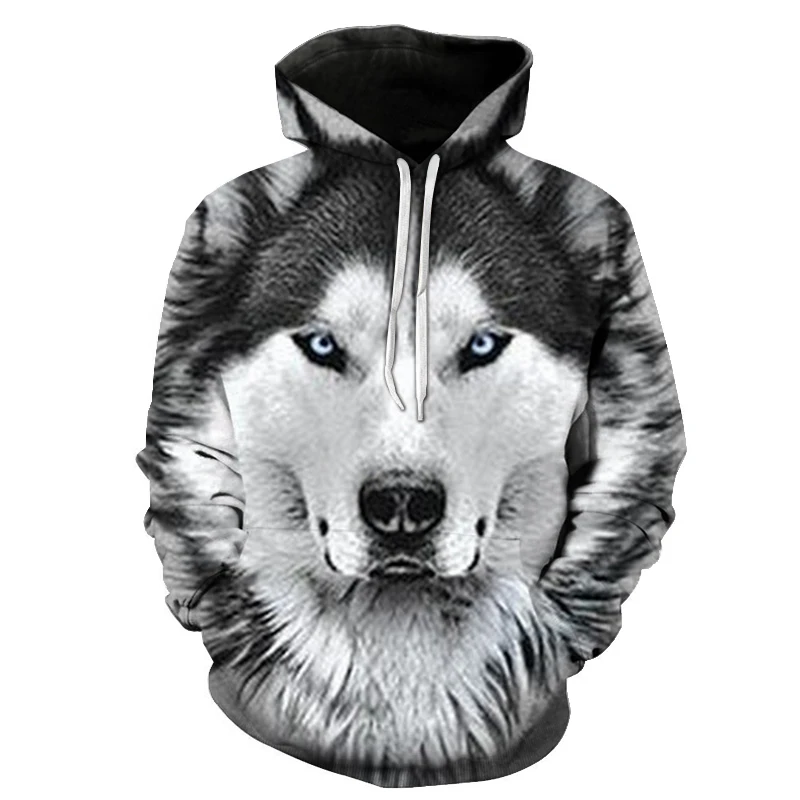 

3D printed hooded hooded sweatshirt, men's and women's sweatshirt jacket, with 3D wolf animal pattern
