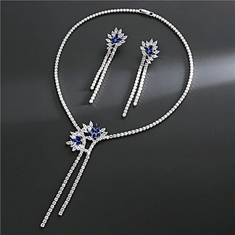 

Cellacity Female 925 sets of silver Trendy Women's Wear Jewelry Necklace Earrings Zircon Ruby Emerald Sapphire Citrine Party