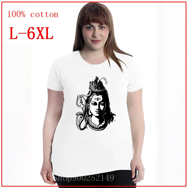 Shiva-Hindu летние топы размера плюс Рубашки 4XL 5XL 6XL футболки подарок на день девушки