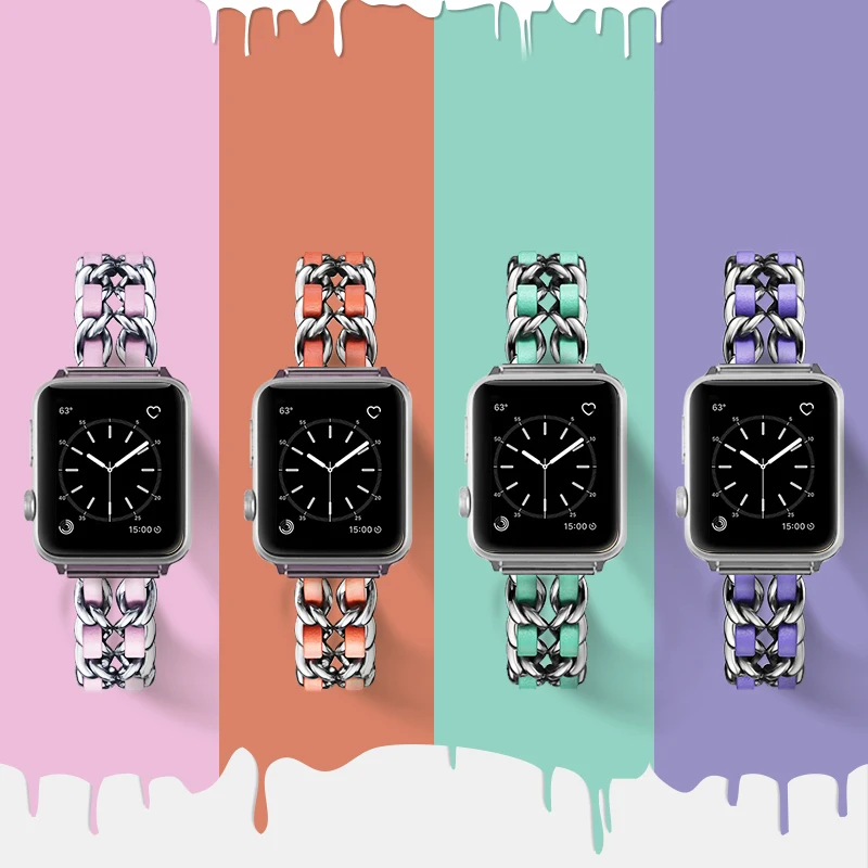 

watch accessories strap for apple watch 6/SE/7/5/4/3 iwatch band 40mm 38mm 42mm 44mm link bracelet Fragrance Chain watchband