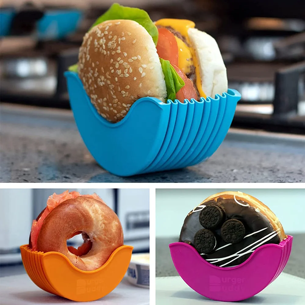

Burger Holder Reusable Mess Burger Buddy Fixed Box Expandable Adjustable Burger Holder