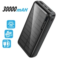 30000mah solar power bank portable charger external battery powerbank for xiaomi iphone 11 8 samsung s10 s20 poverbank 30000 mah