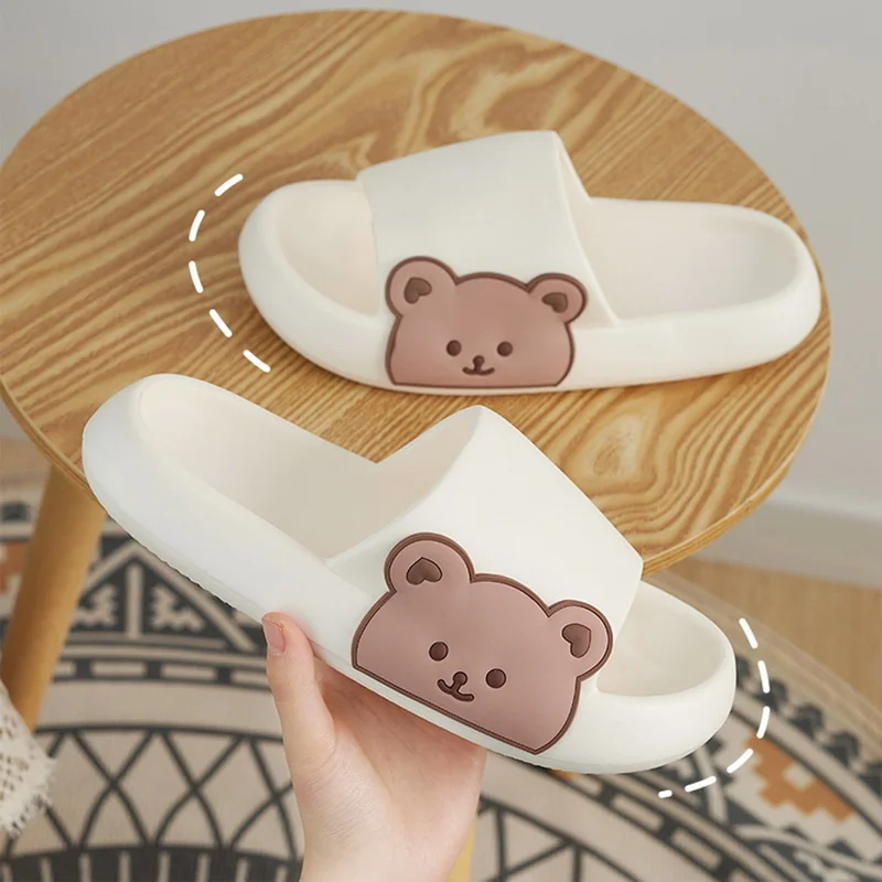 

Women's Cartoon Bear indoor slippers, EVA soft bottom slippers, bathroom anti-skid, couple shoes, suitable for both men and