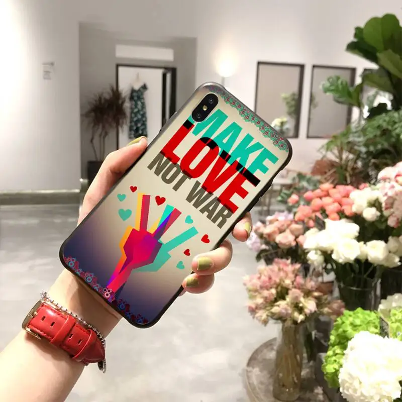 CUTEWANAN Make Love Not War Cover черный мягкий чехол для телефона iPhone 11 pro XS MAX 8 7 6 6S Plus X 5S SE 2020 XR |