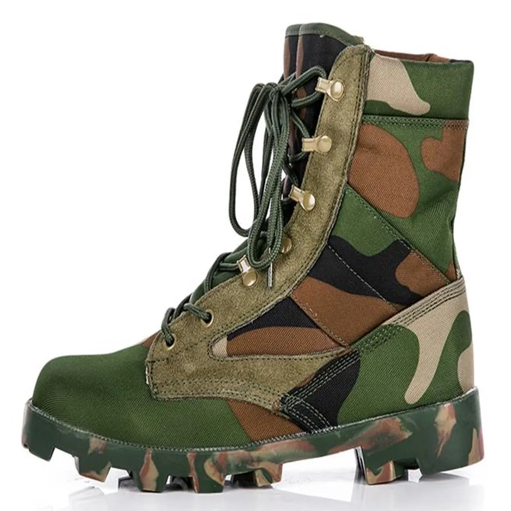 Мужские армейские камуфляжные ботинки черные на шнуровке водонепроницаемые