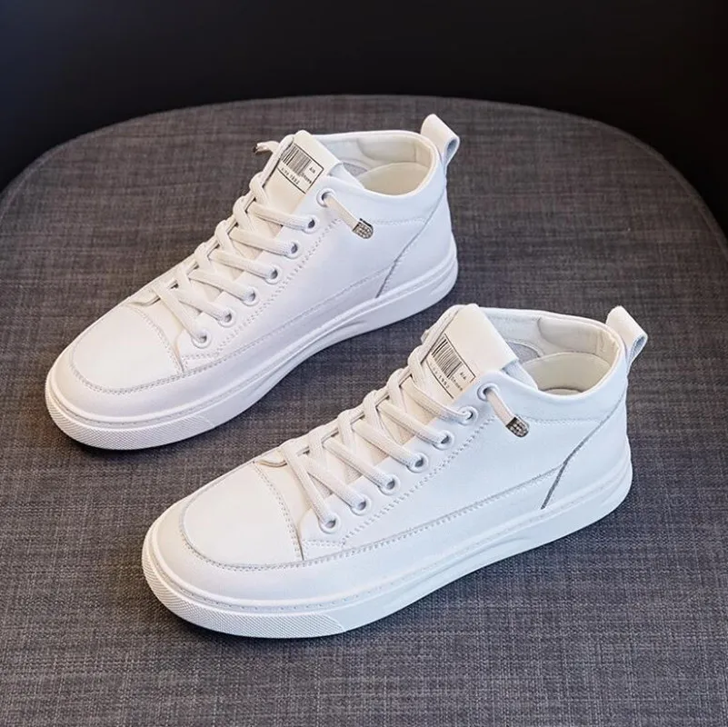

Genuine Leather Women Sneakers Autumn High Gang Vulcanized Shoes Fashion Ladies Sports Casual Little White Shoe Cowhide 35-40