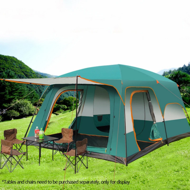 Billig Freizeit Camping Zelt Zwei-Schlafzimmer Und Ein-Wohnzimmer Doppel-Schicht Zelt Outdoor Camping Wasserdicht Wasserdicht Für 5-8 Menschen