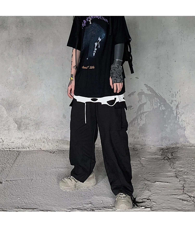 Свободные прямые брюки цвета хаки с широкими штанинами в японском стиле ins