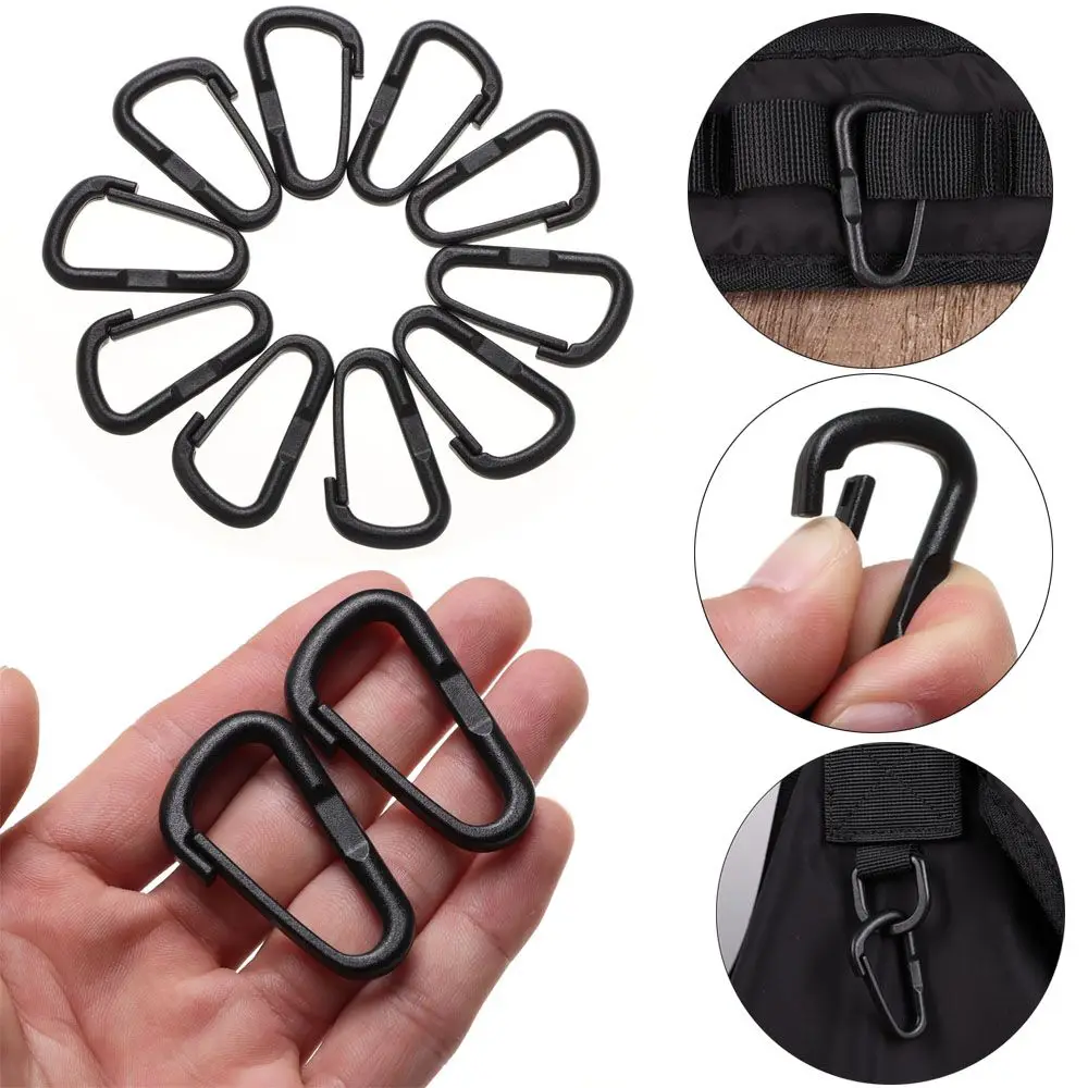 

10/20pcs Quickdraws Black Packback Buckles Outdoor Keychain Water Bottle Hooks Snap Clip D Carabiner