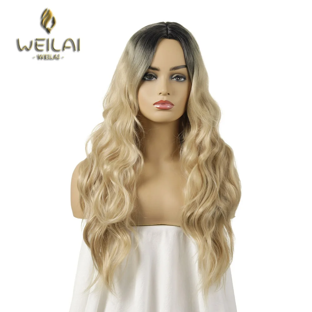 Длинные коричневые блонд Омбре синтетические парики с челкой Многослойные