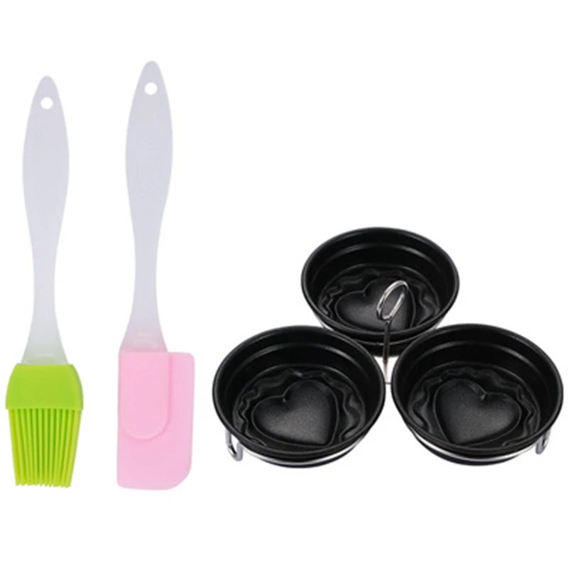 Verkaufen 4 Sets Edelstahl Ei Wilderer Pan Einsatz Nicht Stick 3 Pochiert Ei Tassen Herz Form Gekochtes Ei Maker Großhandel X2