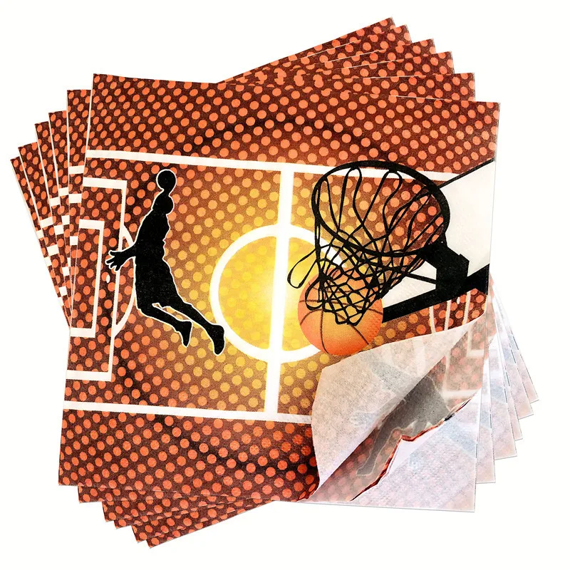 

10pcs/lot Baby Shower Party Decoration Basketball Napkin Birthday Disposable Tableware Paper Towel Kids Anniversaire Supplies