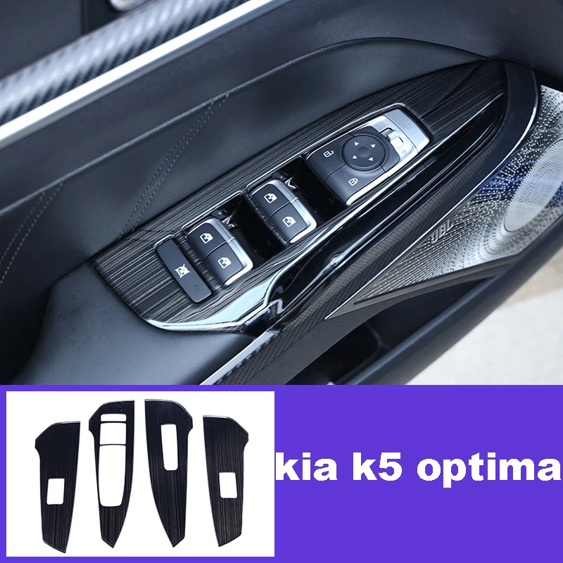 

Lsrtw2017 Carbon Fiber Car Window Lifter Control Panel Trims for Kia K5 Optima 2020 2021 Accessories Auto Styling