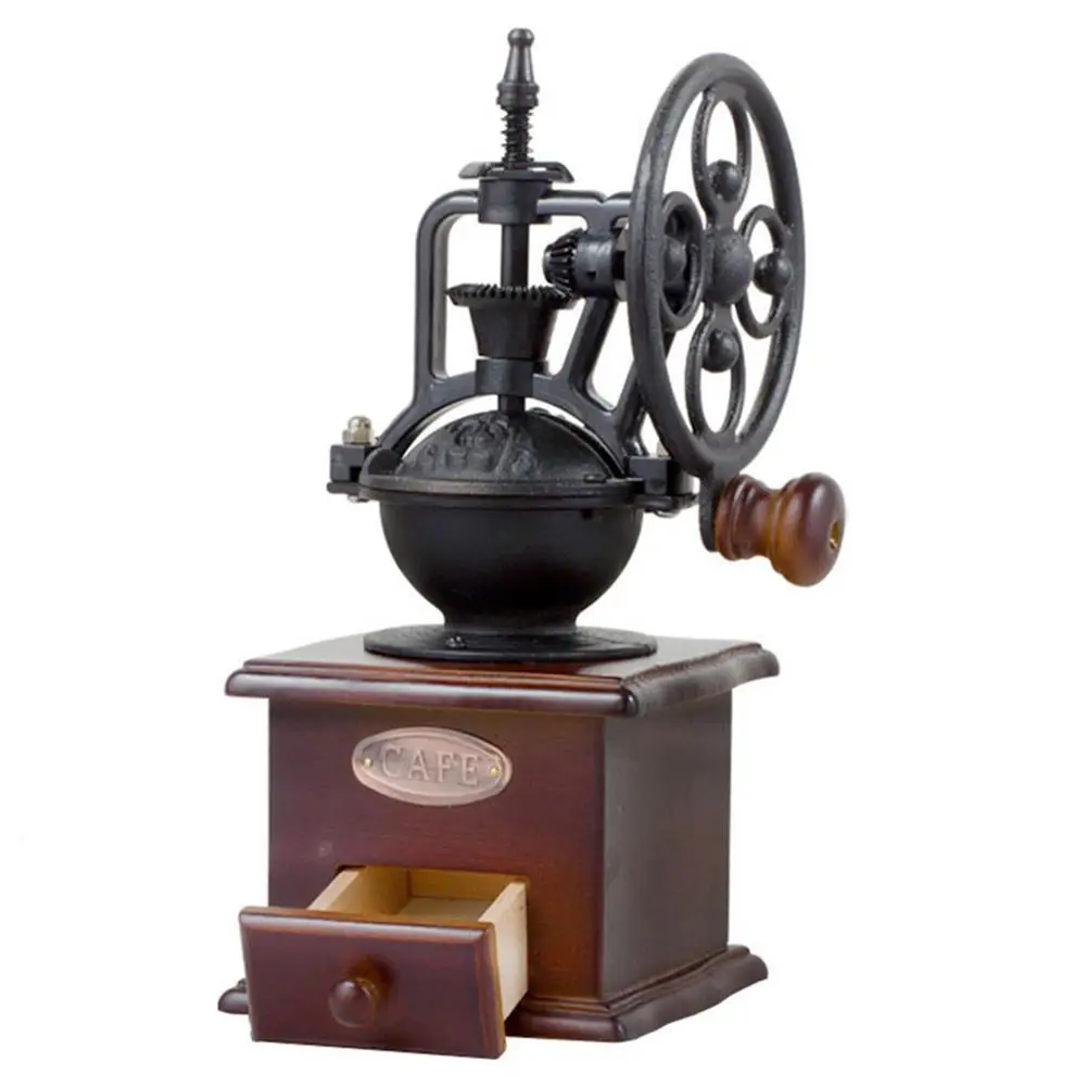 

Retro Manual Coffee Grinder Wheel Design Maker Machine Grinding Tool Home Decor Kitchen and Bar Tool