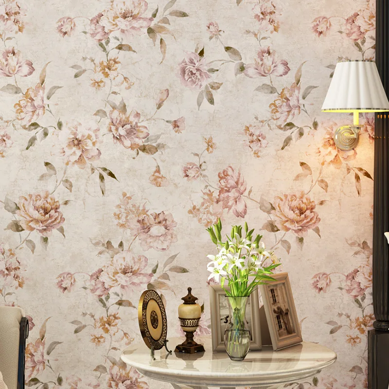 Romantic vintage floral wallpaper American garden flower wallpaper roll living room study room bedroom wedding room wall paper