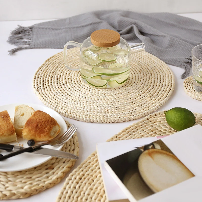 Коврик для дома дизайн стол рами изоляции круглый коврик Салфетки льняные