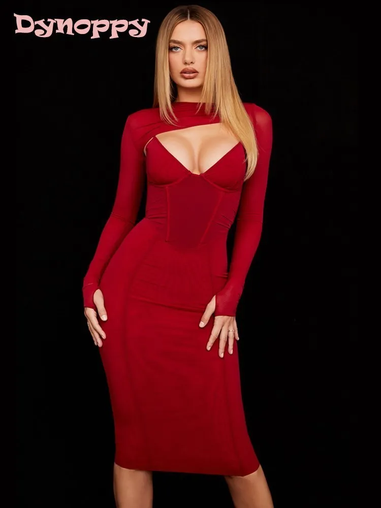 Женское осеннее платье-корсет с длинным рукавом на новый год 2022 вечернее платье