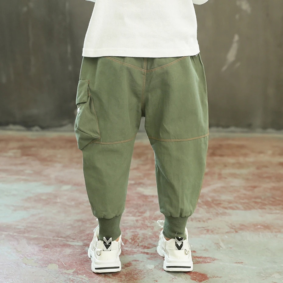 Штаны для мальчиков модные штаны шаровары повседневные карго детей осенняя