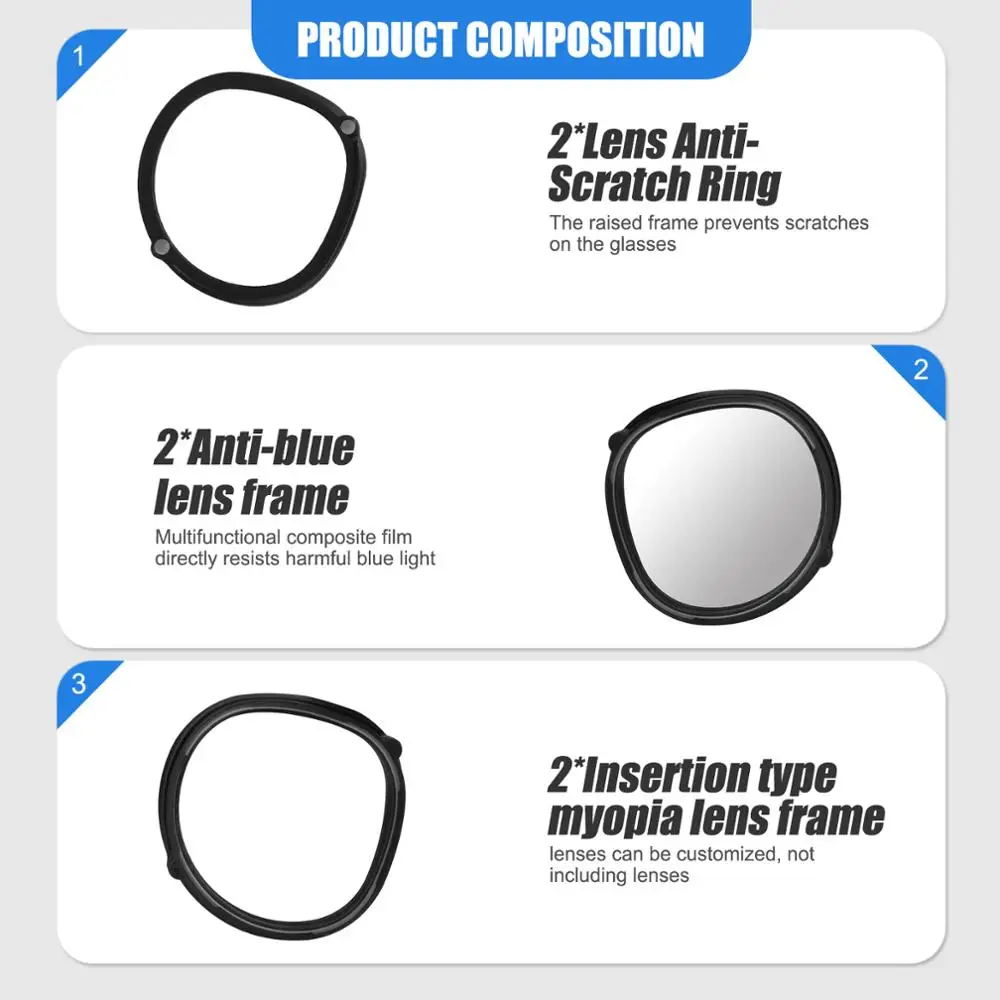 

1 Pair Magnetic Anti Blue Light Short Sighted Lens Frame NO Lenses Included for Oculus Rift S Quest 2