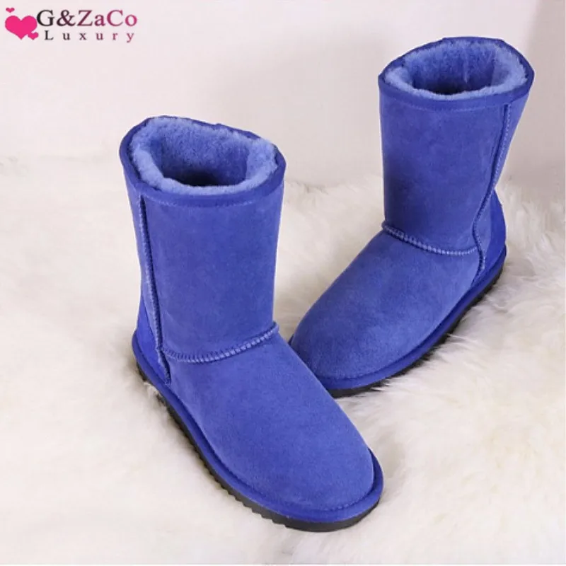 G& Zaco/Роскошные зимние сапоги; женские сапоги из овечьей шерсти; зимние сапоги из натуральной овечьей кожи; классические женские замшевые сапоги до середины икры