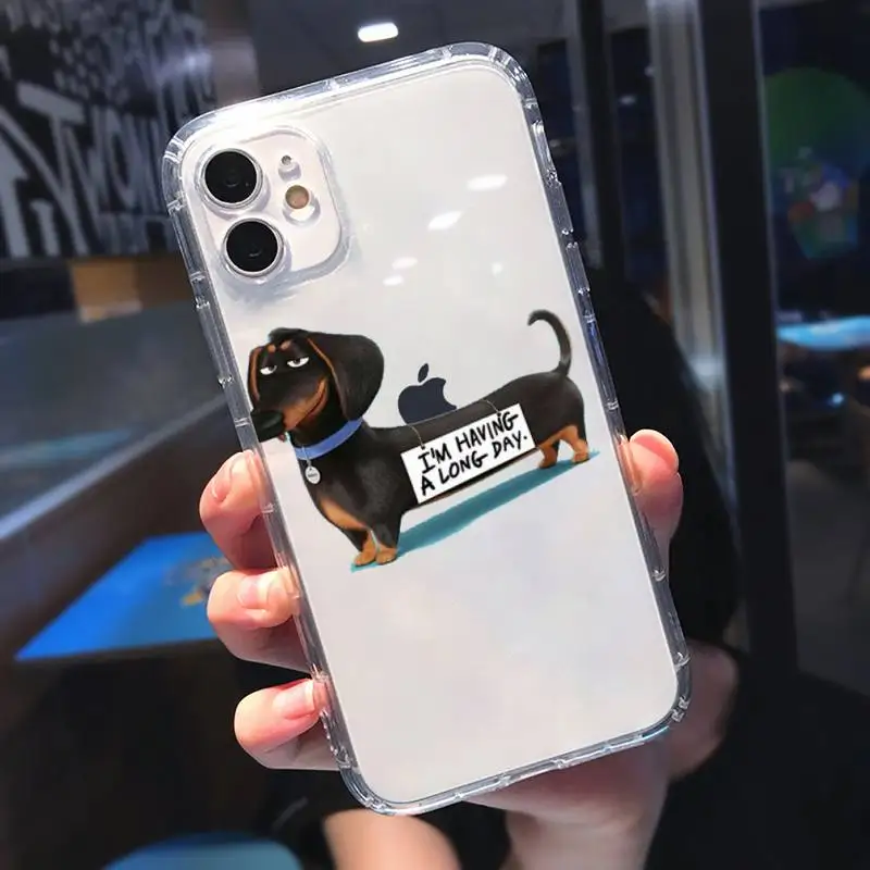 

Dachshund Dog Heart Love Kawaii Phone Case Transparent for Clear iPhone 11 12 8 7 6 6S Plus X 5S SE 2020 XR mini pro XS MAX