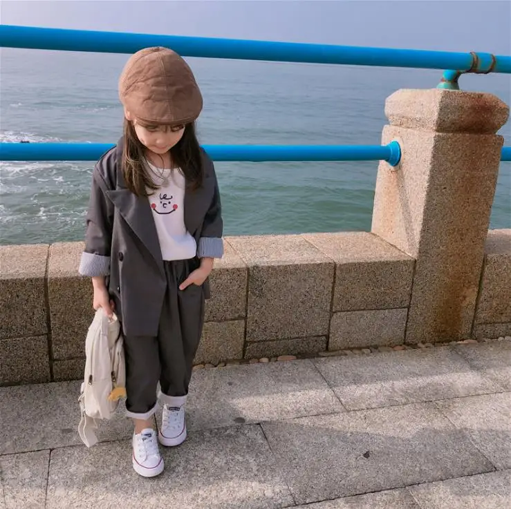 2019 Новинка Осенняя детская одежда для девочек в Корейском стиле свободный костюм